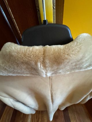 Chaquetón Piel Beige Mujer Talla S con forro