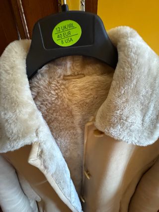 Chaquetón Piel Beige Mujer Talla S con forro
