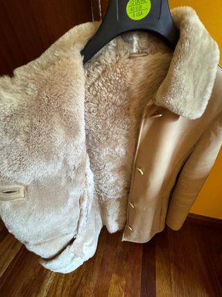 Chaquetón Piel Beige Mujer Talla S con forro
