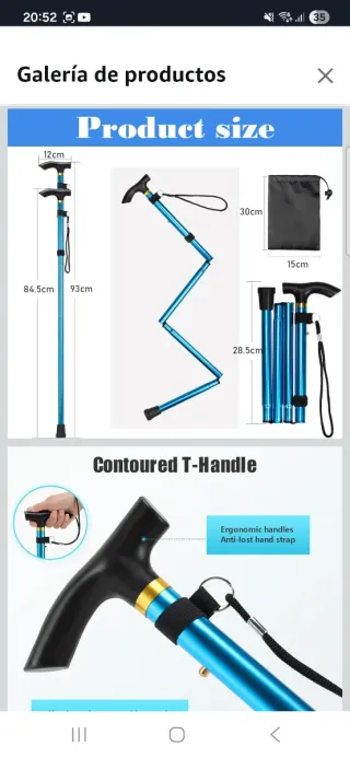 Bastón de aluminio plegable nuevo