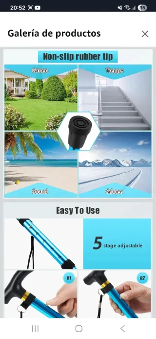 Bastón de aluminio plegable nuevo