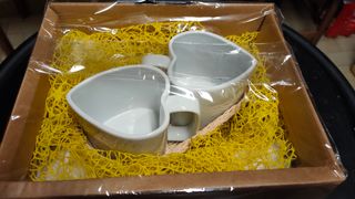 Coppia tazze ceramica forma cuore