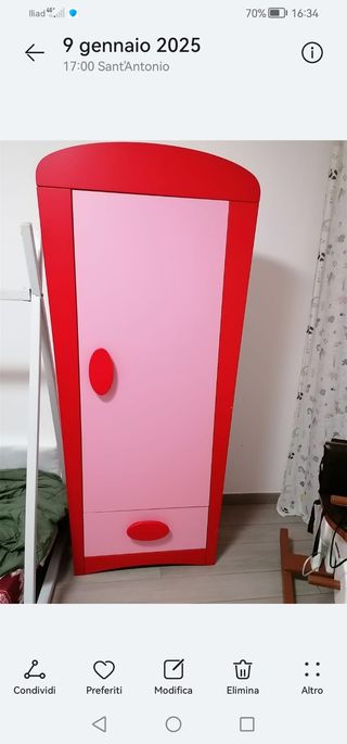 Armadio cameretta bambina rosa e rosso