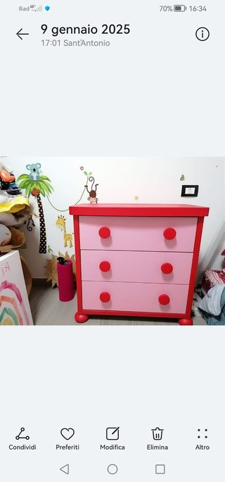 Armadio cameretta bambina rosa e rosso