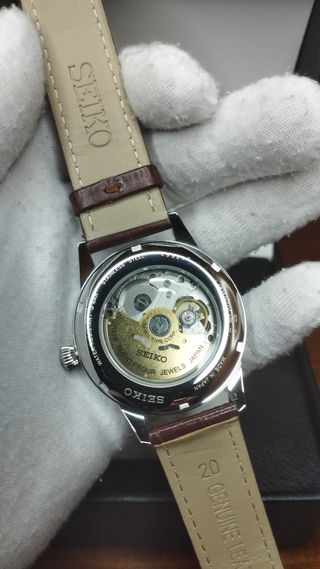 Reloj Seiko Mod Presage Blanco Marrón Open Heart