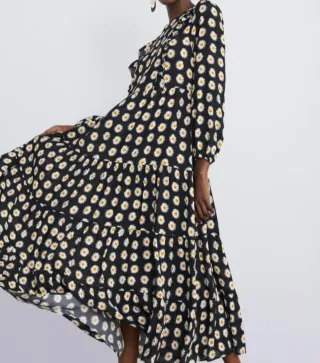 Vestido Zara flores margaritas negro