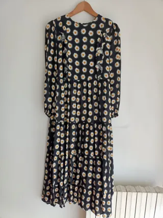 Vestido Zara flores margaritas negro