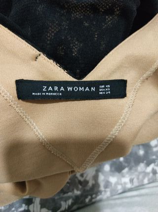 Vestido fiesta encaje negro y beige T/XS