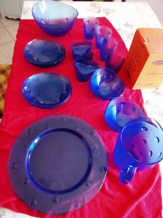 Set 19 pezzi vetro blu Maestri Vetrai di Borgonovo