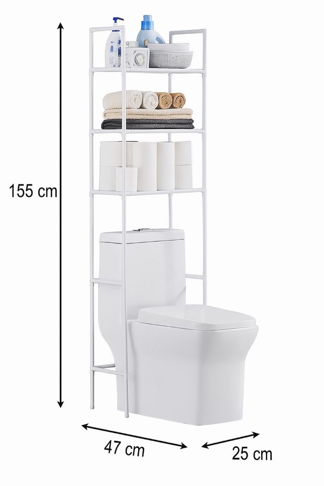 Estante organizadora de banheiro sobre vaso sanitário