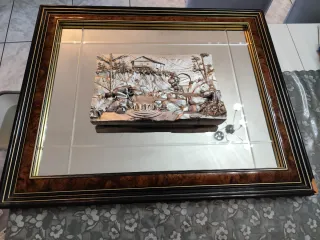 Quadro specchio disegno argento