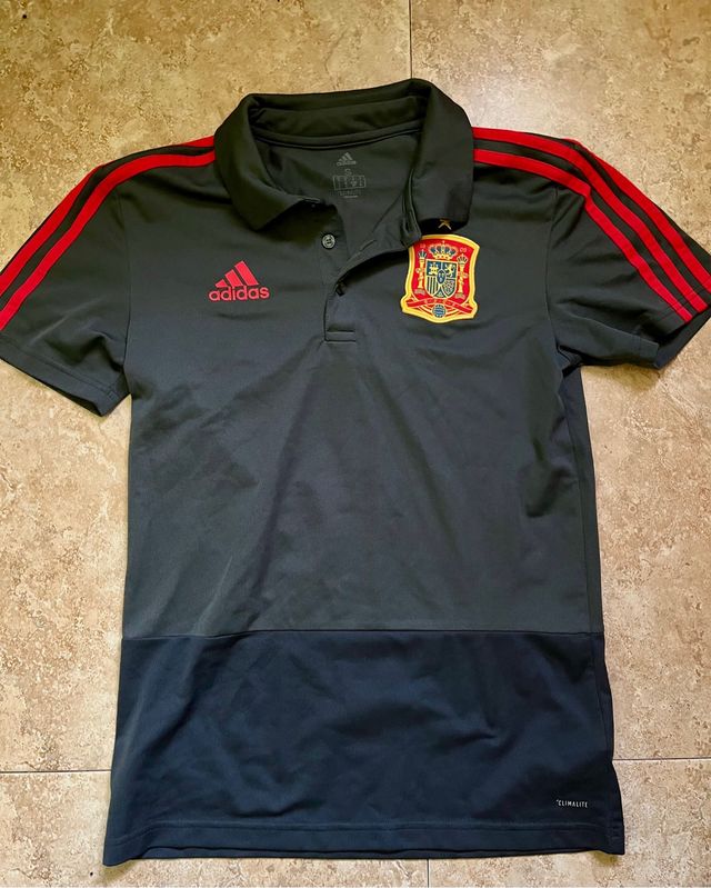 Polo Adidas España Negro y Rojo