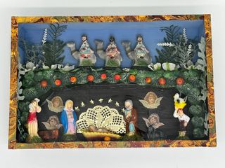 Belén artesanal con figuras