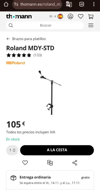Roland MDY-STD Soporte para Platillos Nuevo