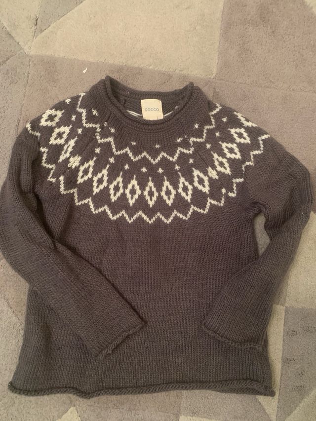 Jersey Gocco gris con cenefa 5-6 años