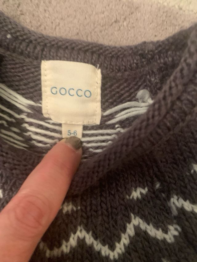 Jersey Gocco gris con cenefa 5-6 años