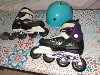Patines Oxelo Talla 38 y Casco Azul