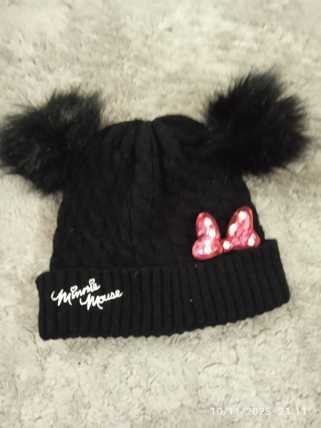 Gorro Minnie Mouse Negro con Lazos Rosas