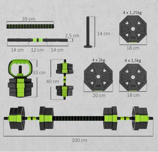 Juego Mancuernas Ajustables Negro/Verde