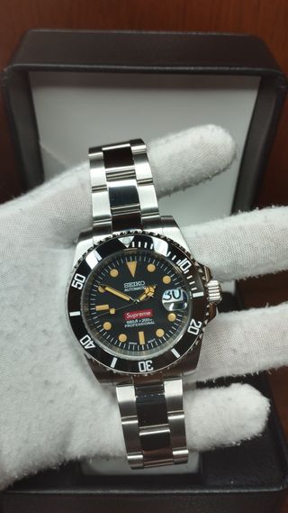 Reloj Seiko Mod Submariner Vintage Negro Naranja