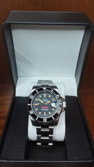 Reloj Seiko Mod Submariner Vintage Negro Naranja