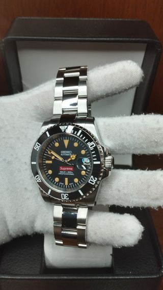 Reloj Seiko Mod Submariner Vintage Negro Naranja