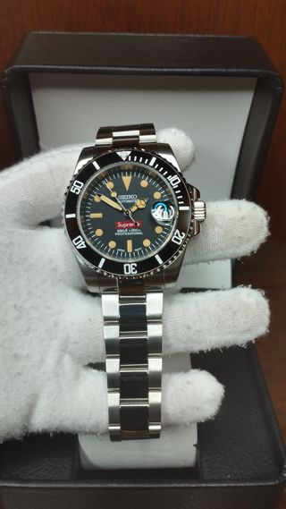 Reloj Seiko Mod Submariner Vintage Negro Naranja