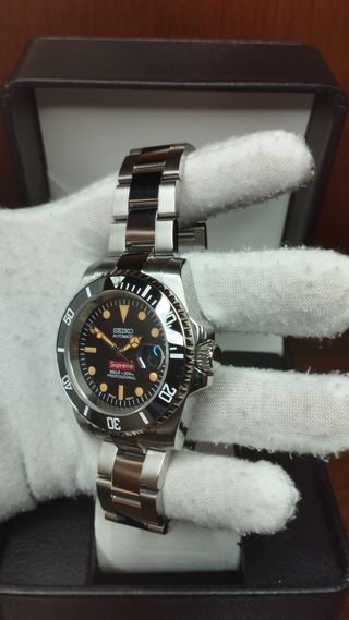 Reloj Seiko Mod Submariner Vintage Negro Naranja