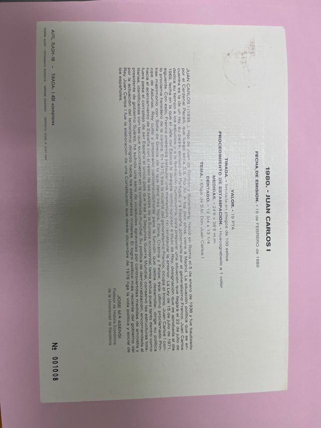 Francobollo Juan Carlos I Primo Giorno di Circolazione