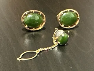 Conjunto de Gemelos y Aguja para corbata Jade