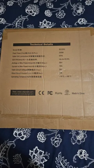 Panel Solar 200W / 20V Plegable VDL. nuevo.