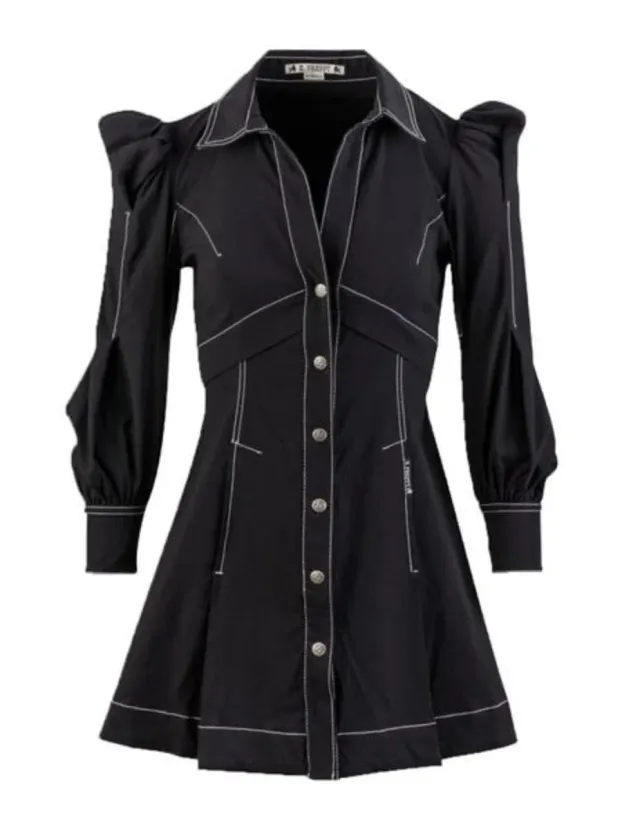 Vestido negro estilo camisero Higtly Preppy