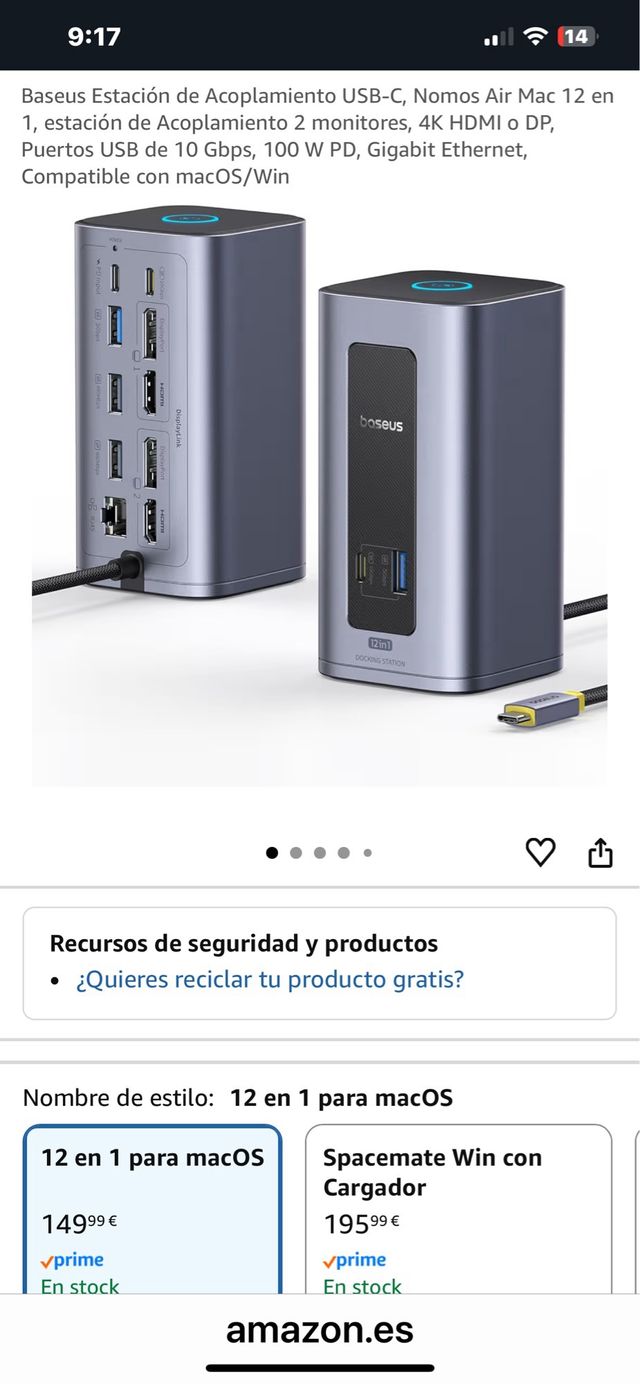 Baseus Estación Acoplamiento USB-C 12 en 1