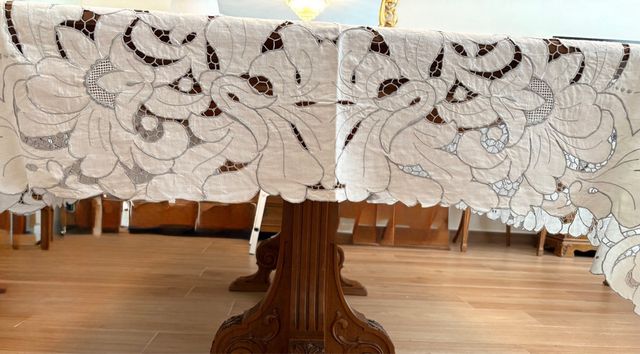 Mantel Lino Richelieu Lagartera