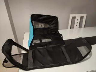 Transportin semi rígido para mascotas azul y gris