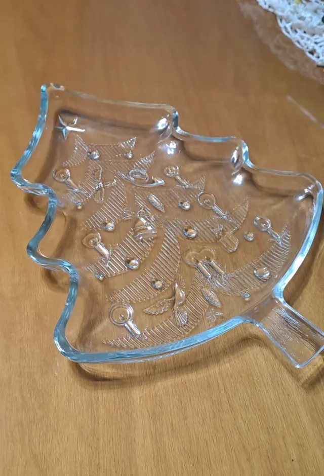 Bandeja cristal árbol Navidad decorada