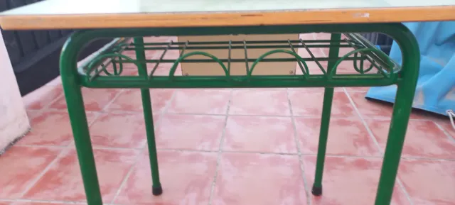 Mesa y Silla Vintage Madera y Metal