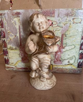 Set 3 Portacandele Angeli Beige Oro