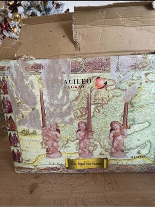 Set 3 Portacandele Angeli Beige Oro