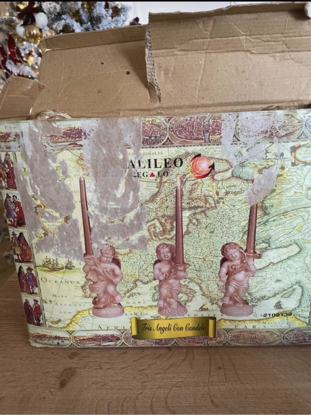 Set 3 Portacandele Angeli Beige Oro