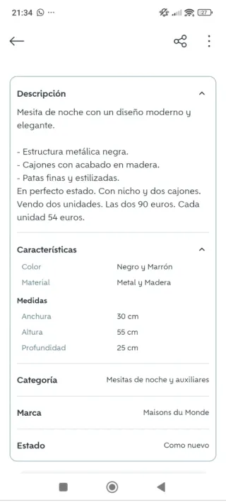 Mesita de noche Maisons du monde