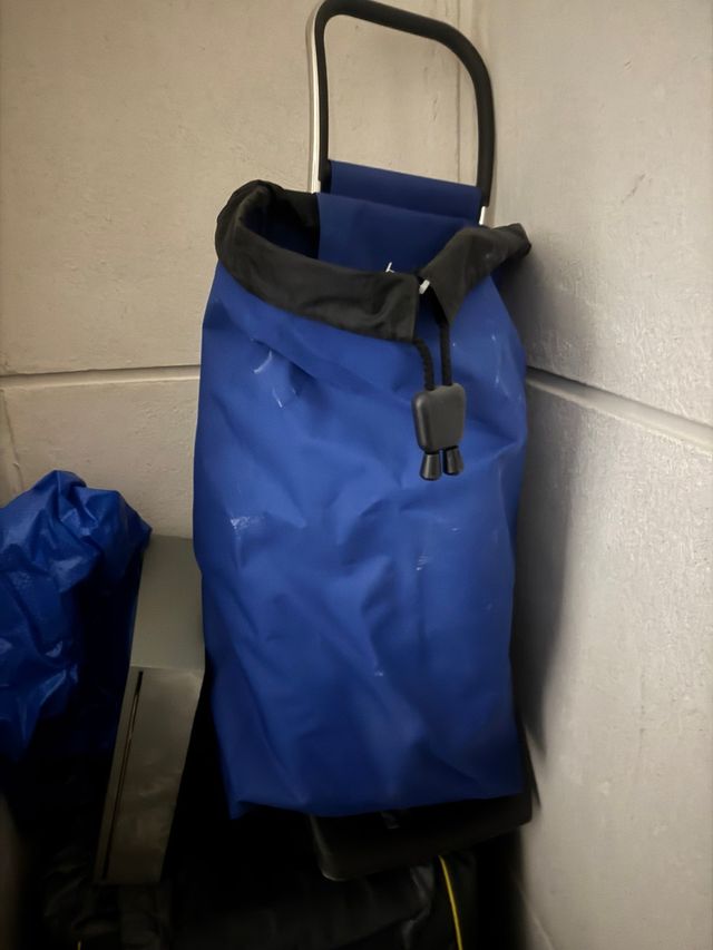 Carro de la compra azul y negro