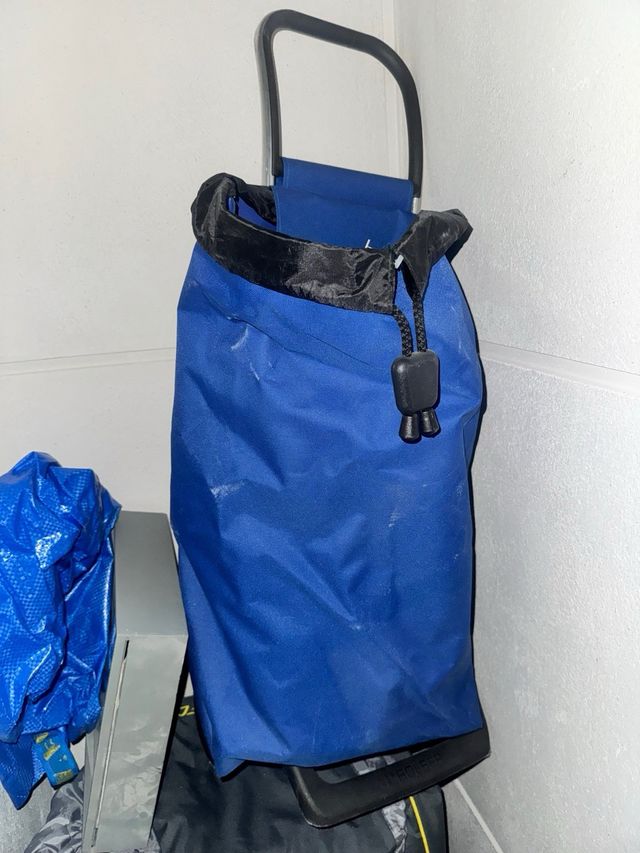 Carro de la compra azul y negro