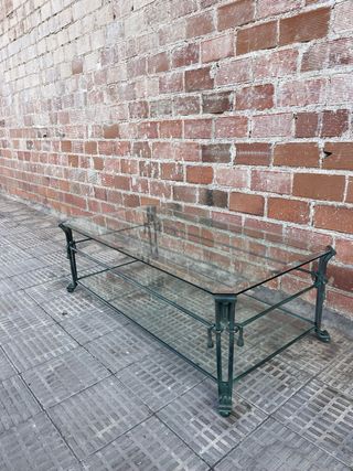 Mesa forja verde con cristal, solo hasta 01/02