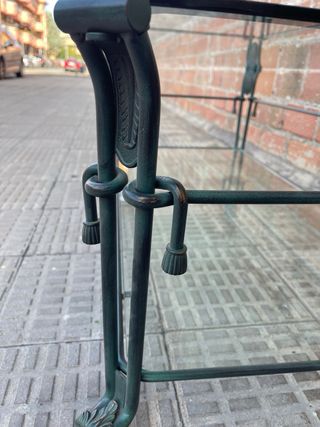 Mesa forja verde con cristal, solo hasta 01/02