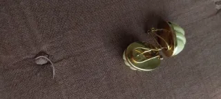 Pendientes ovalados beige y dorados