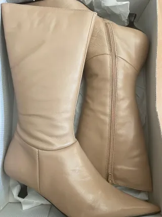 Botas mujer piel beige talla 41 nuevas