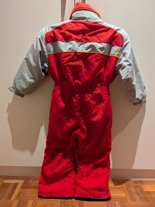 Mono de esquí infantil rojo y gris