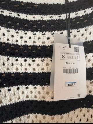 Jersey Zara Rayas Negro y Beige Talla S