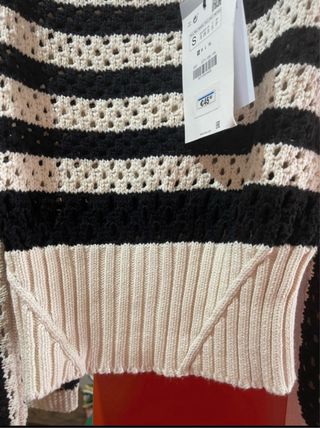 Jersey Zara Rayas Negro y Beige Talla S